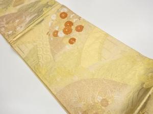 九百佐賀錦橋に松葉・花々模様織出し袋帯